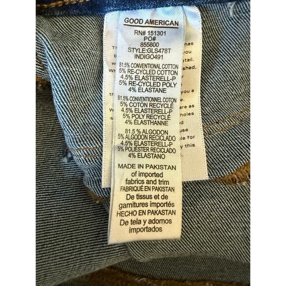 Good American Power Stretch Pull-On Straight Jeans Women’s Size 3 Indigo Blue - Picture 10 of 11